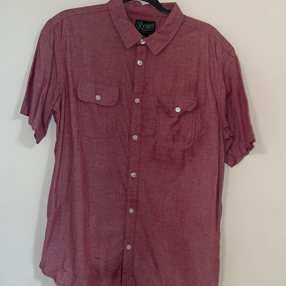 PacSun Retrofit light red short sleeve button up size Large
